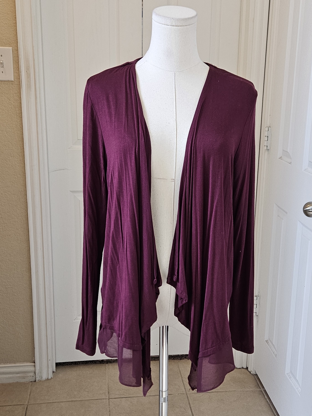 Worthington Open Front Cardigan – Size Medium – Burgundy - Picture 3 of 13